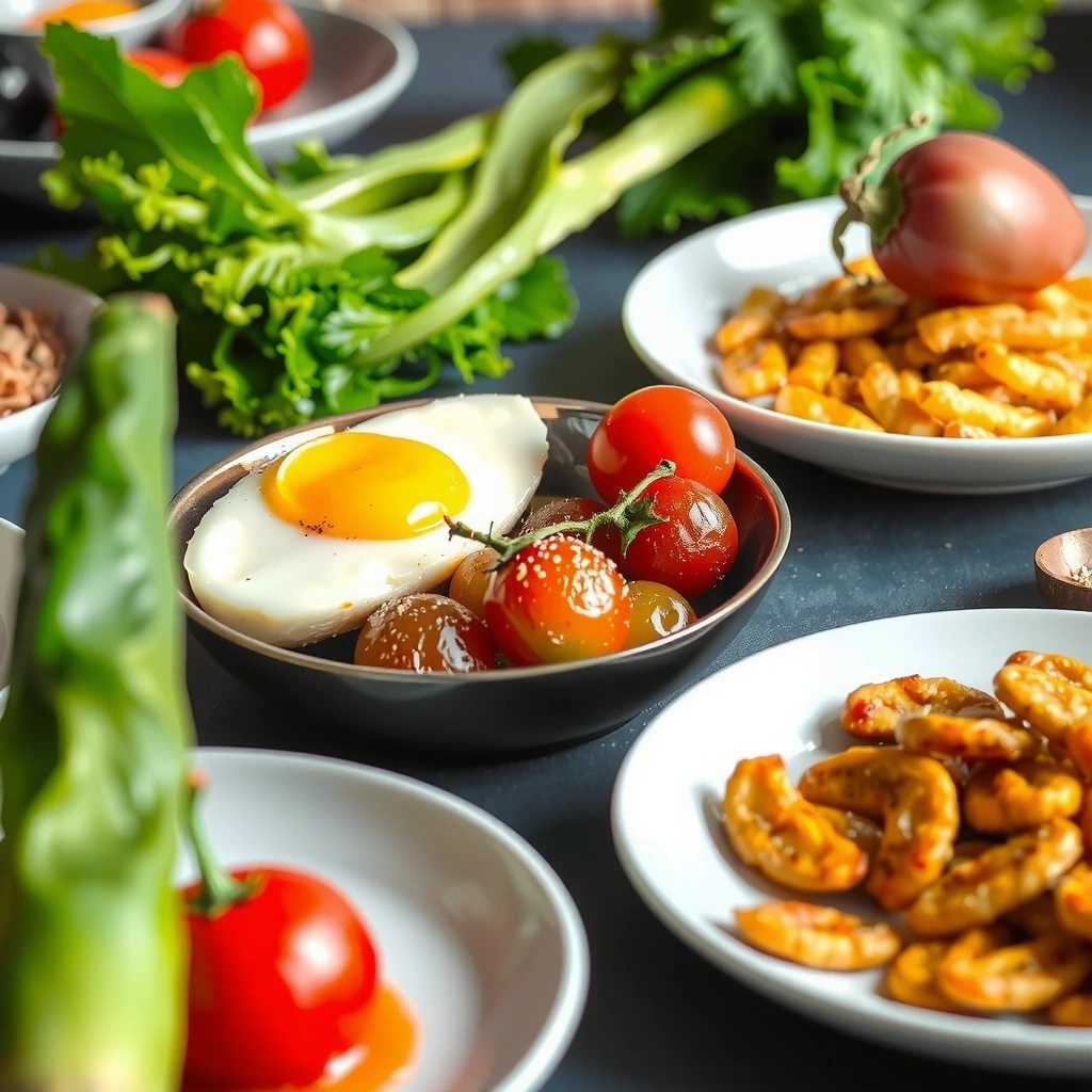 Makroaufnahme verschiedener gesunder Vollwertzutaten